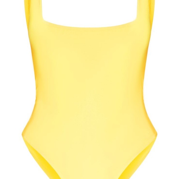 Yellow Square Neck Sleeveless Thong Bodysuit - Picture 2 of 7